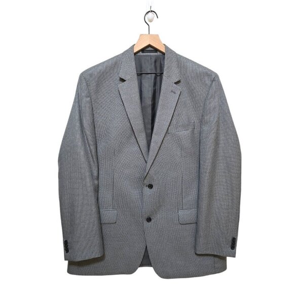Michael Kors Black & White Rayon Blend Mini Check Single Breasted Blazer Sz 46L - Picture 1 of 8